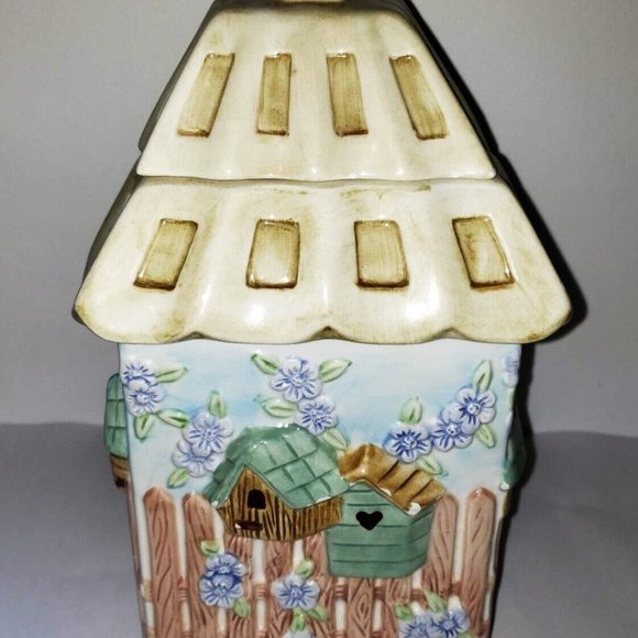 Gibson Cookie Jar Birdhouse Shabby Cottage Chic Farmhouse Country Style - Picture 7 of 12